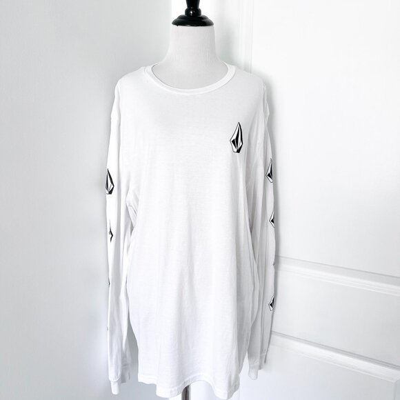 Volcom White Long Sleeve Graphic Tshirt - Picture 1 of 4